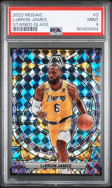 2022 Panini Mosaic Stained Glass 2 LeBron James PSA 9 on Goldin