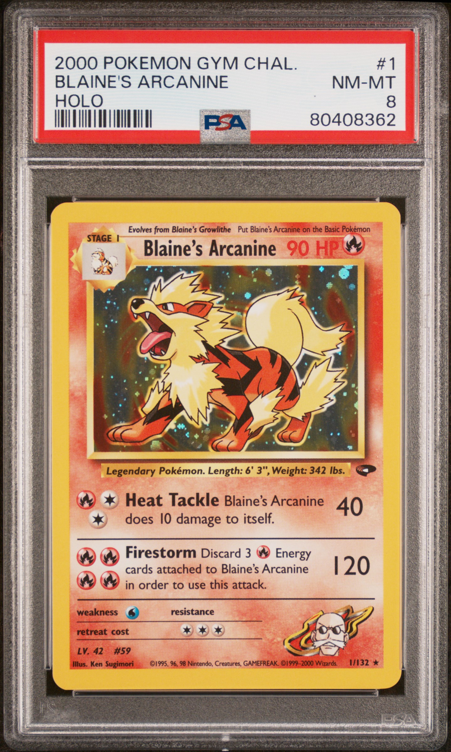 2000 #1 Blaine's Arcanine PSA 8 Gym Challenge