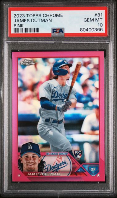 2023 Topps Chrome Pink #81 James Outman – PSA GEM MT 10 on