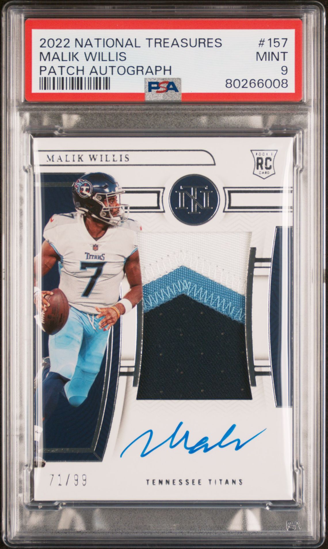 2022 Panini PANINI NATIONAL TREASURES PATCH AUTOGRAPH #157 Malik Willis front