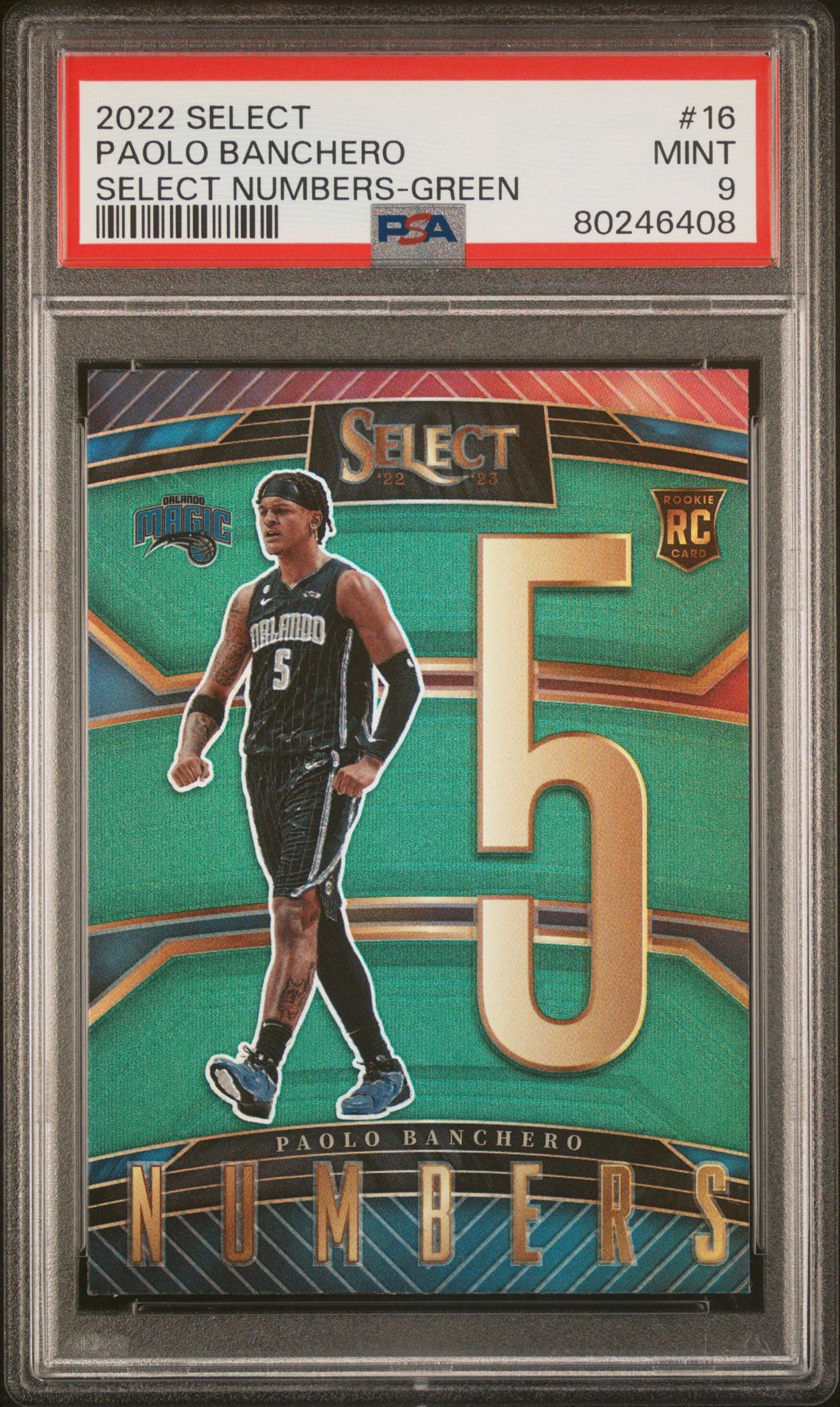 2022 Panini PANINI SELECT SELECT NUMBERS Green #16 Paolo Banchero front