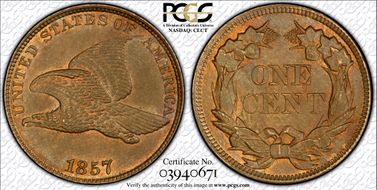 1857 1C Flying Eagle MS64