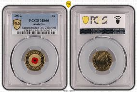 2012 $2 Remembrance Day Colorized MS66