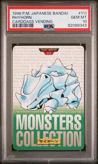 Rhyhorn card PSA 10, cert 82086343