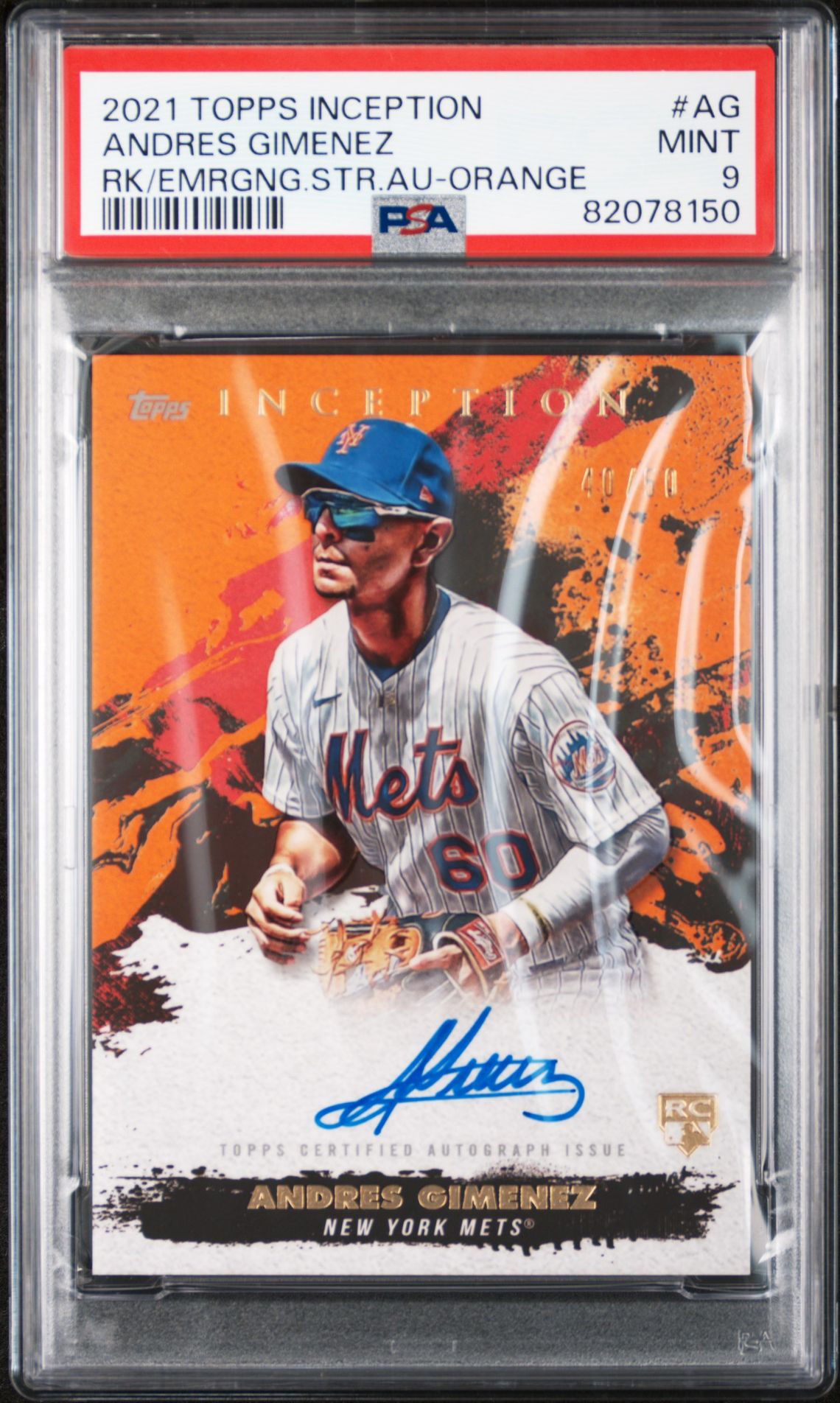 2021 Topps Inception Rookie And Emerging Star Autographs Andres Gimenez #Ag (Rk/Emrgng.str.au-Orange) Mint 9 front