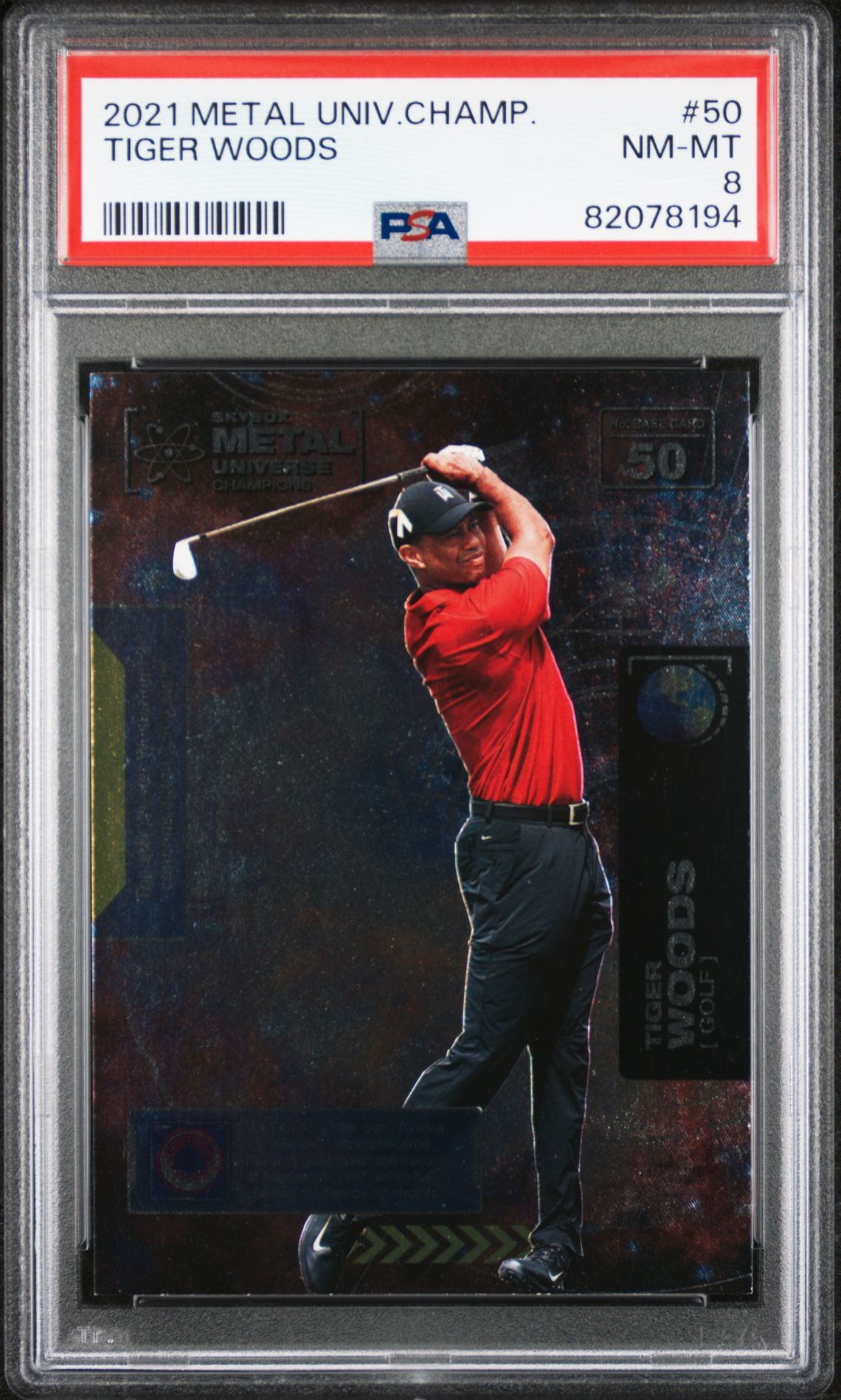 2021 Skybox Metal Universe Champions Tiger Woods #50 Nm-Mt 8 front