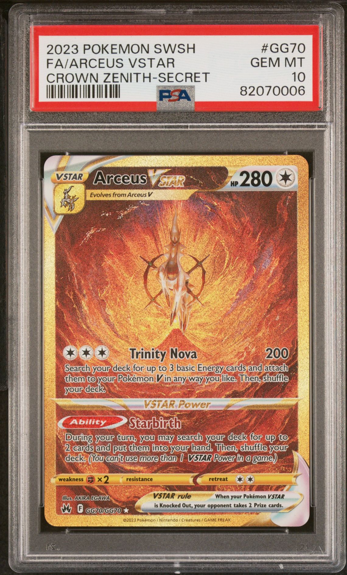 2023 Pokemon Sword And Shield Crown Zenith Fa/Arceus Vstar #Gg70 (Crown Zenith-Secret) Gem Mt 10 front