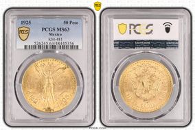 1925 50 Peso KM-481  Au MS63