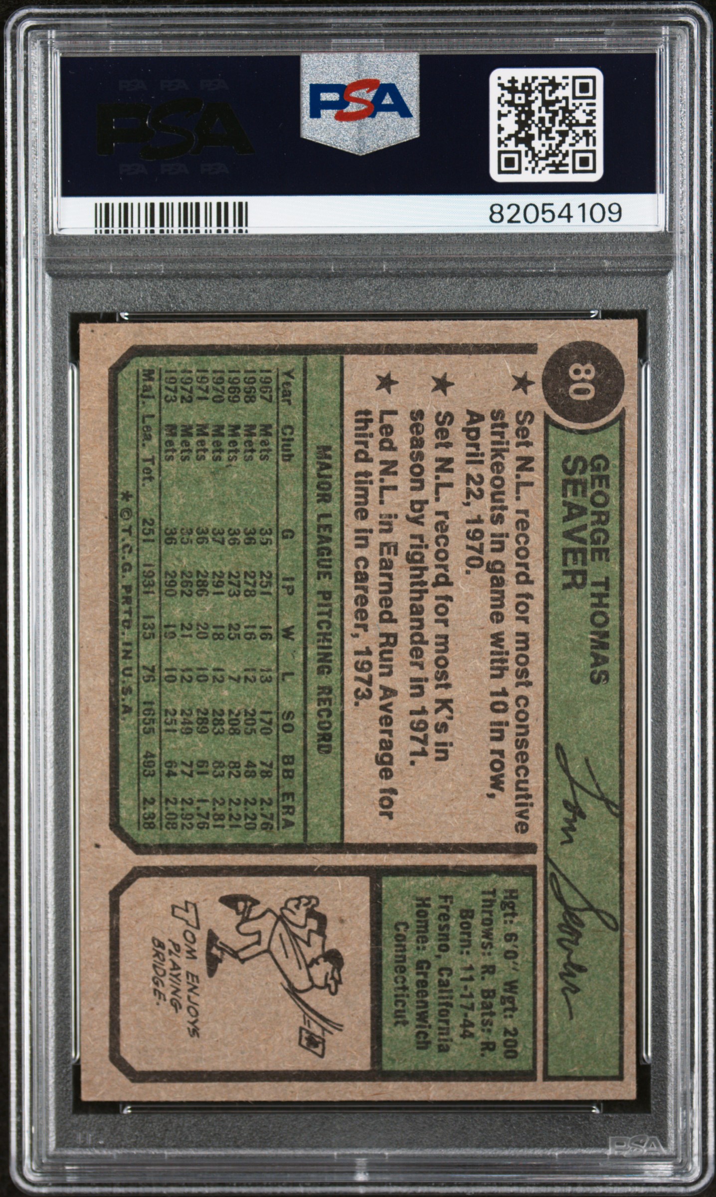 1974 Topps Tom Seaver #80 back