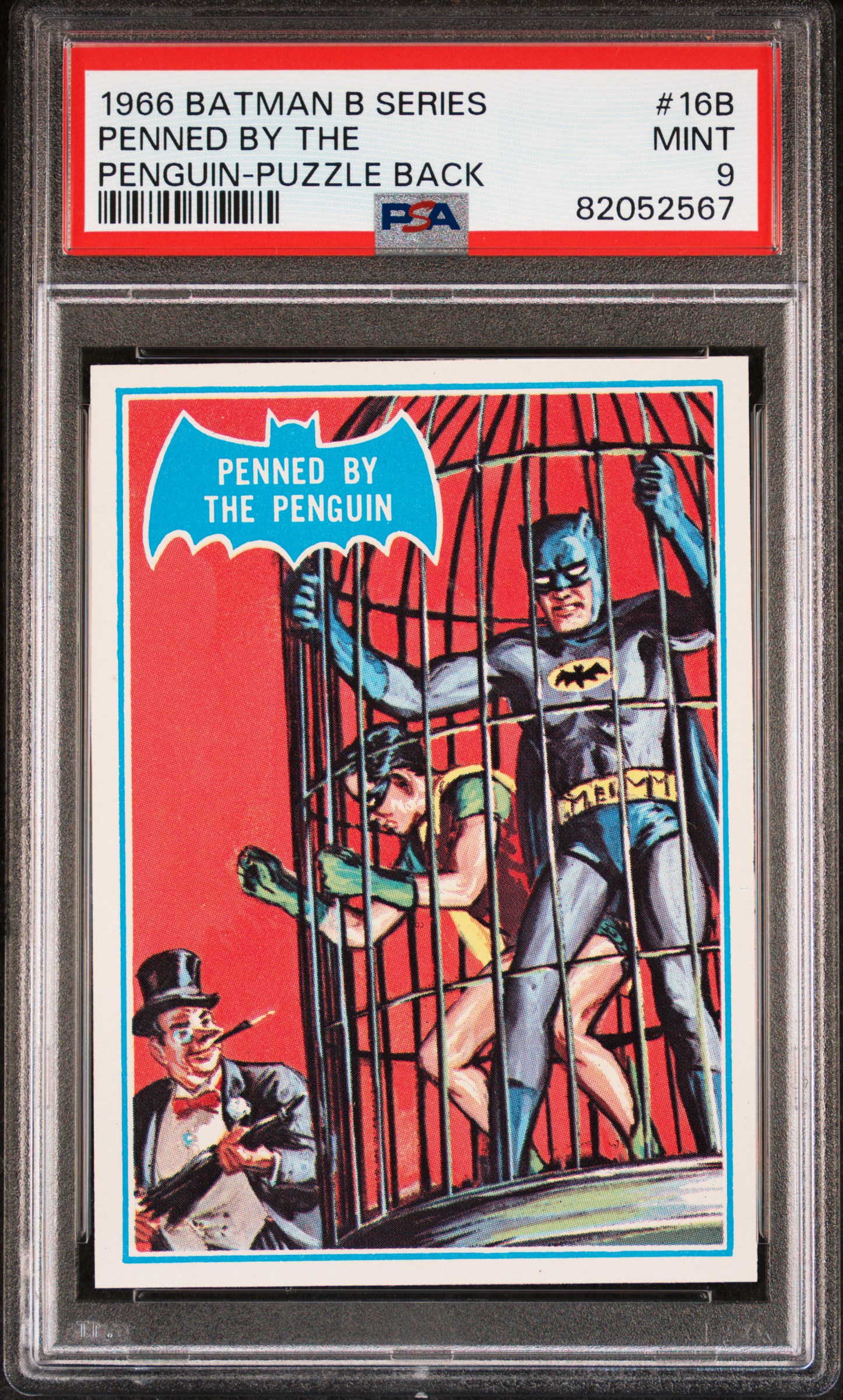 1966 BATMAN B SERIES PUZZLE BACK #16B PENNED BY THE PENGUIN-PUZZLE BACK