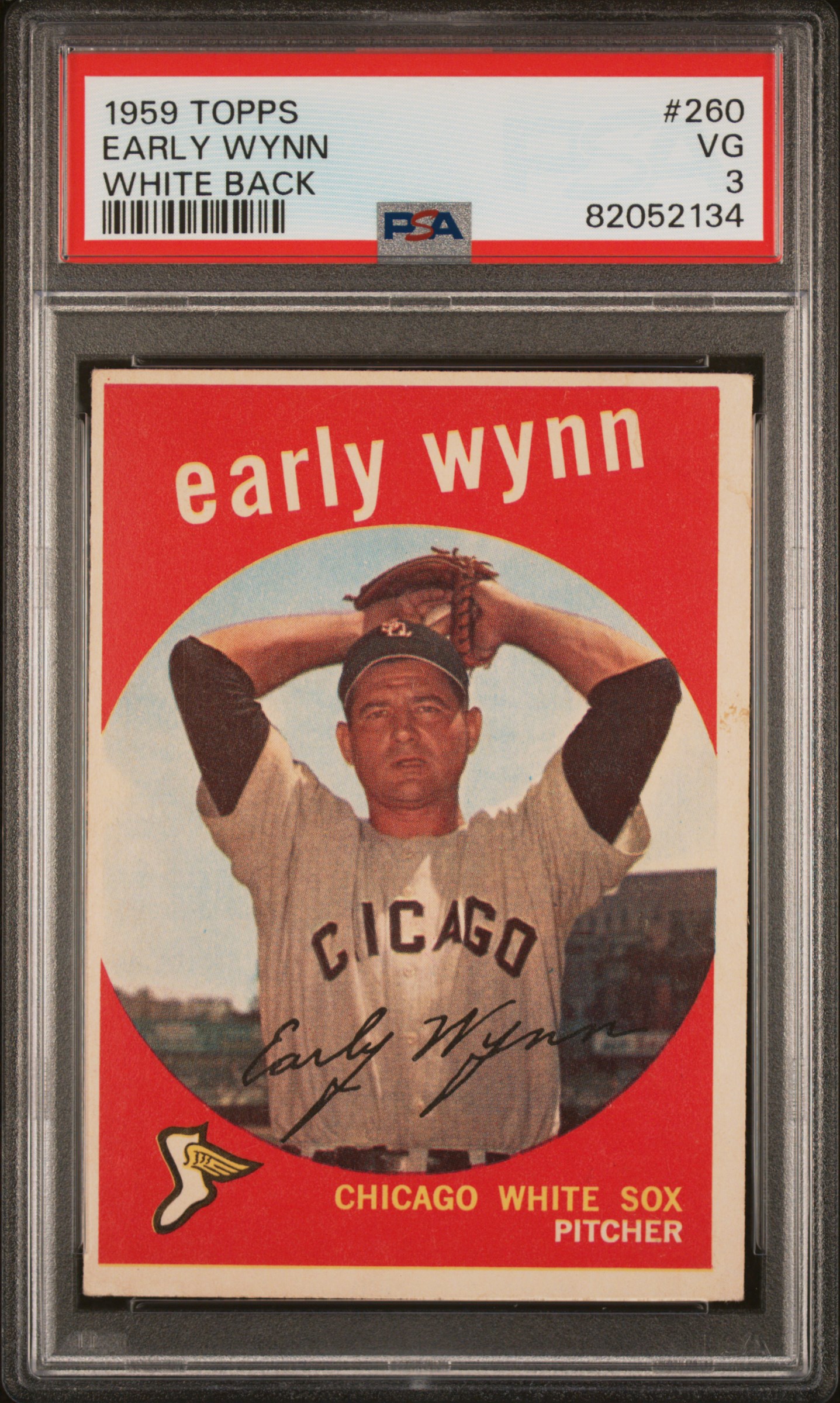 1959 Topps #260 Early Wynn, White Back – PSA VG 3