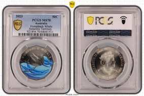 2023 50C Humpback Whale Colorized Antarctic Territory MS70
