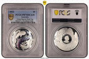 2022 $5 Great Barrier Reef Ag Colorized PR70DCAM
