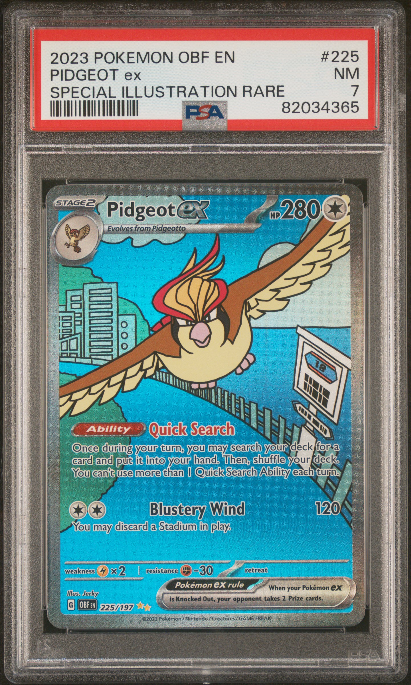 2023 Pokemon Obf En-Obsidian Flames Special Illustration Rare #225 Pidgeot Ex – PSA NM 7