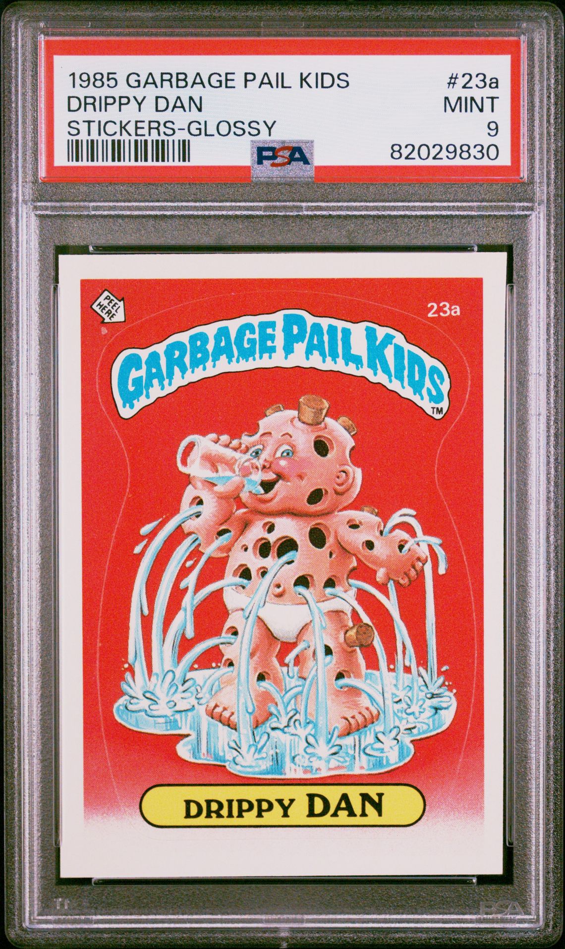1985 Topps GARBAGE PAIL KIDS STICKERS GLOSSY #23A Drippy Dan front