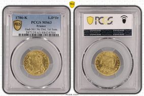 1786-K L.D'Or Gad-361 No Dot, 1st Sem. MS63