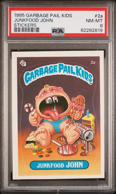 1985 Topps GARBAGE PAIL KIDS STICKERS STICKERS #2A Junkfood John front