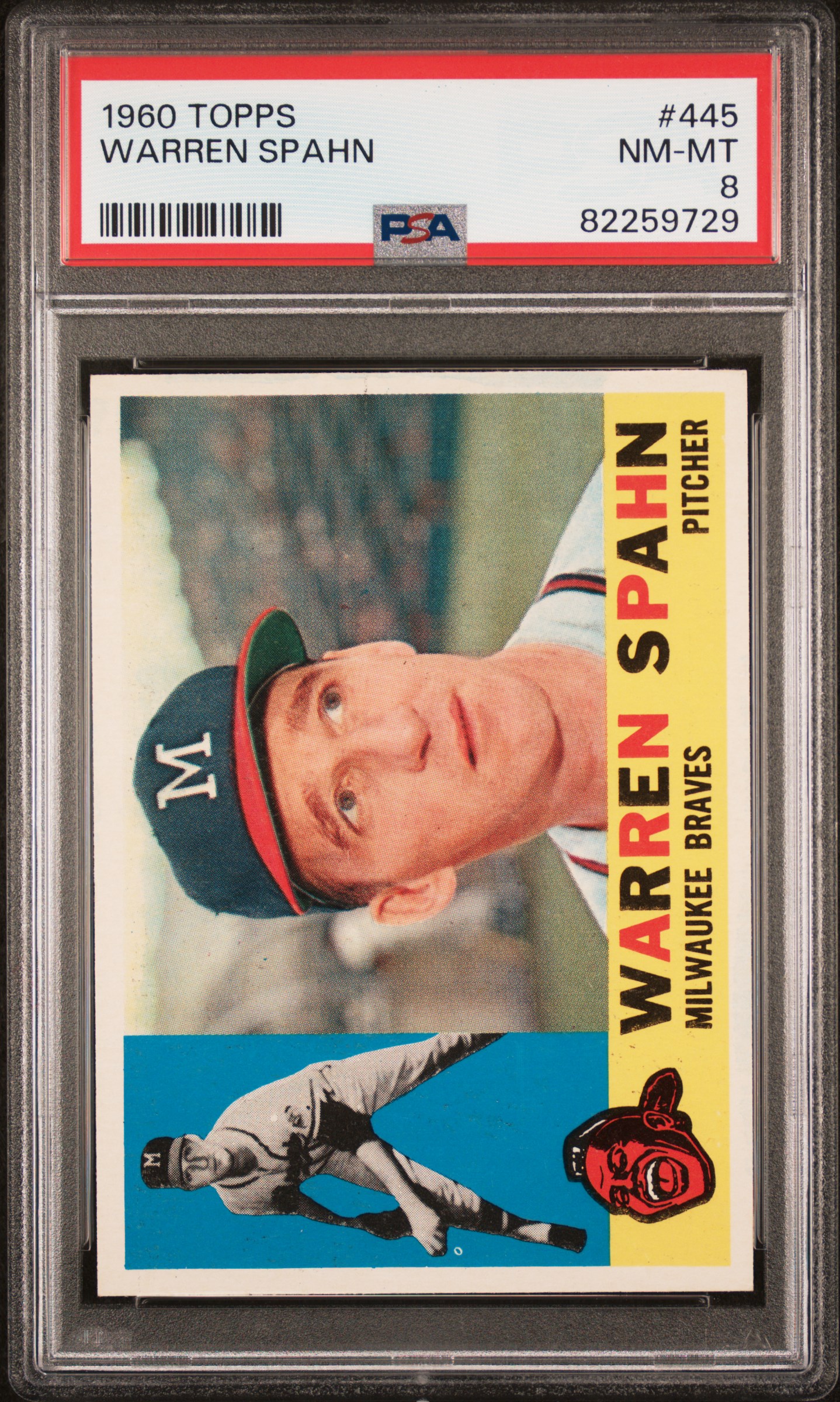 1960 Topps #445 Warren Spahn - PSA NM-MT 8
