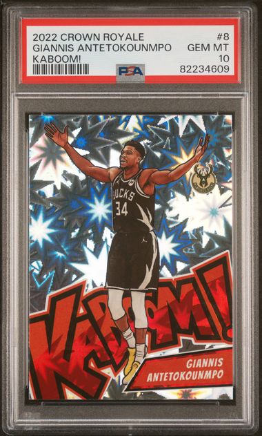 2022 Panini Crown Royale Kaboom! 8 Giannis Antetokounmpo PSA 10 on 