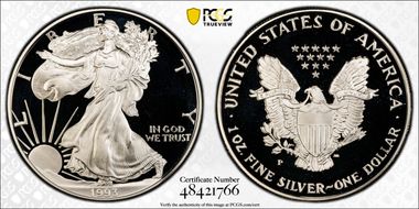 1993-P $1 Silver Eagle PR70DCAM