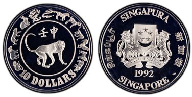 1992-SM $10 Monkey PR67DCAM