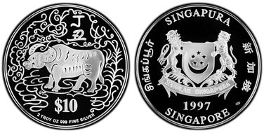 1997-SM $10 Year of the Ox 2oz Ag PR69DCAM