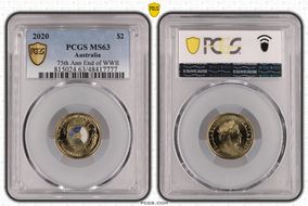 2020 $2 75th Ann End of WWII Colorized MS63