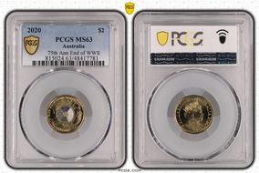 2020 $2 75th Ann End of WWII Colorized MS63