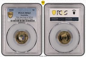 2020 $2 75th Ann End of WWII Colorized MS63