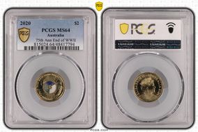 2020 $2 75th Ann End of WWII Colorized MS64