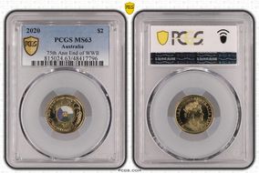 2020 $2 75th Ann End of WWII Colorized MS63