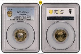 2020 $2 75th Ann End of WWII Colorized MS63