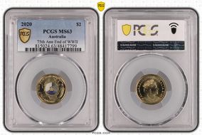 2020 $2 75th Ann End of WWII Colorized MS63