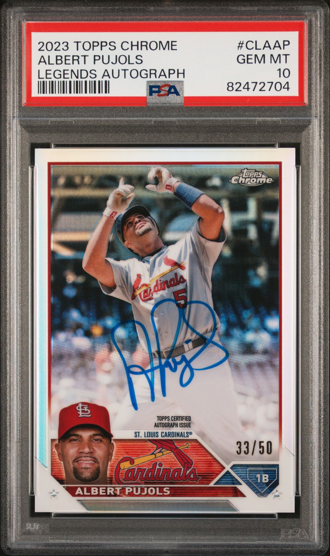 2023 Topps TOPPS CHROME TOPPS CHROME LEGENDS AUTOGRAPH Refractor #CLAAP Albert Pujols front