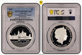 2006 $5 Commonwealth Games Melbourne PR70DCAM
