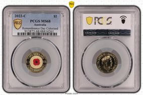 2022-C $2 Remembrance Day Colorized MS68