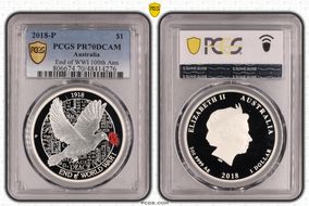 2018-P $1 End of WWI 100th Ann Colorized PR70DCAM