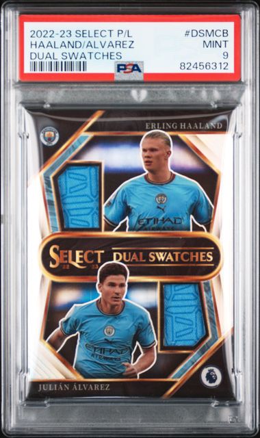 2022-23 Panini Select Premier League Dual Swatches #DSMCB Erling Haaland/Julian  Alvarez PSA 9 on Goldin Auctions