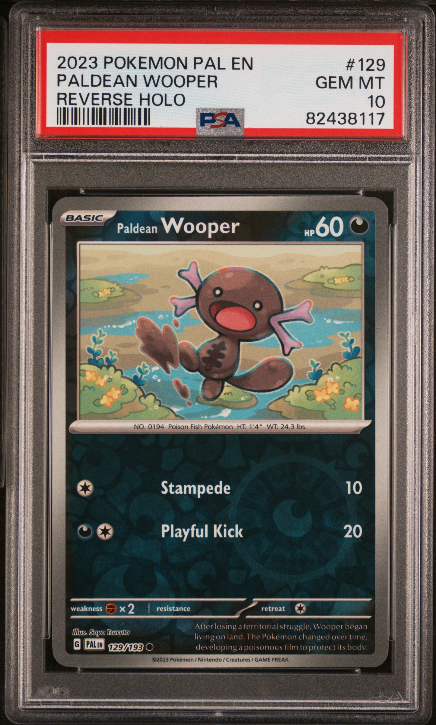 2023 Pokemon Pal En-Paldea Evolved Reverse Holo #129 Paldean Wooper – PSA GEM MT 10