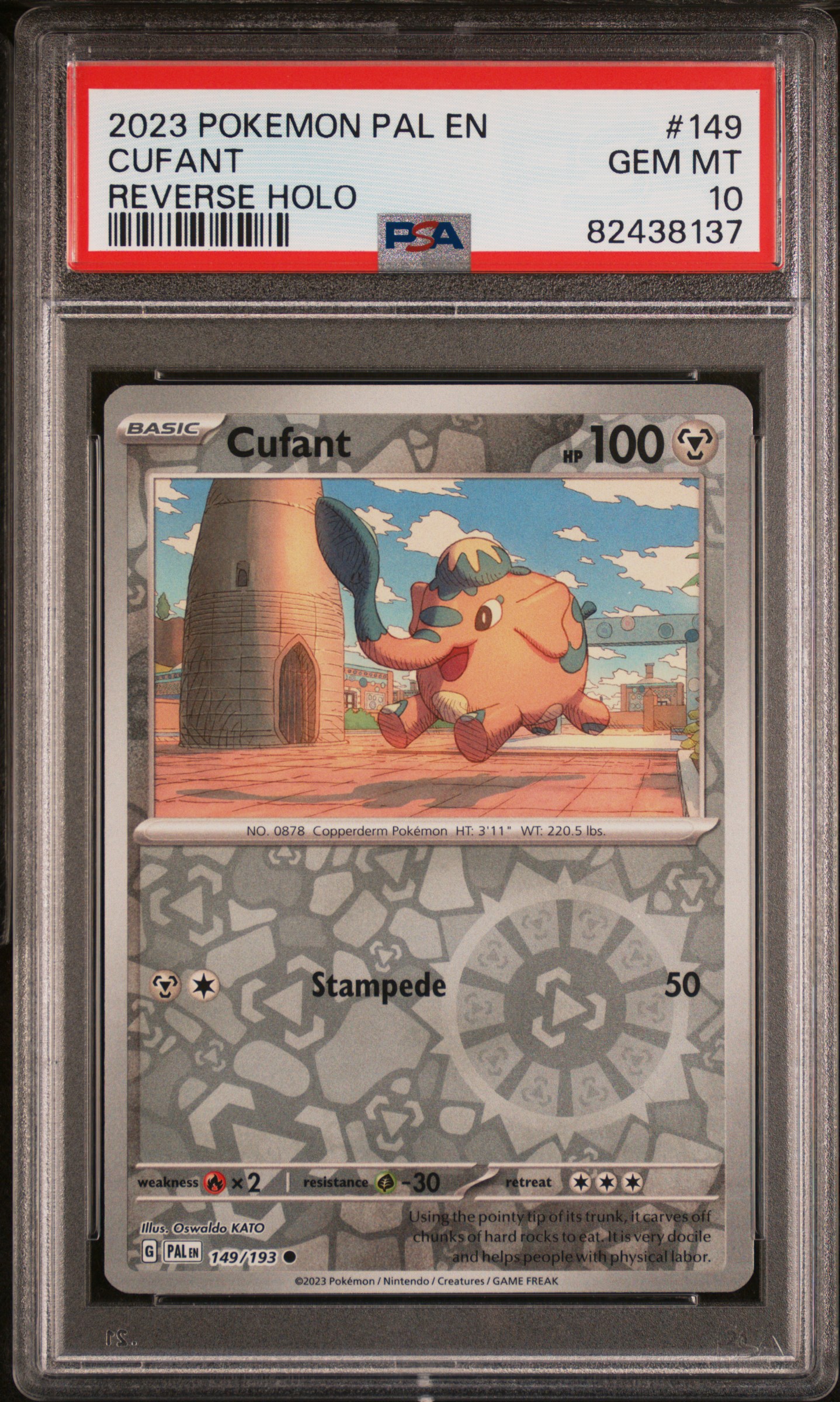 2023 Pokemon Pal En-Paldea Evolved Reverse Holo #149 Cufant – PSA GEM MT 10