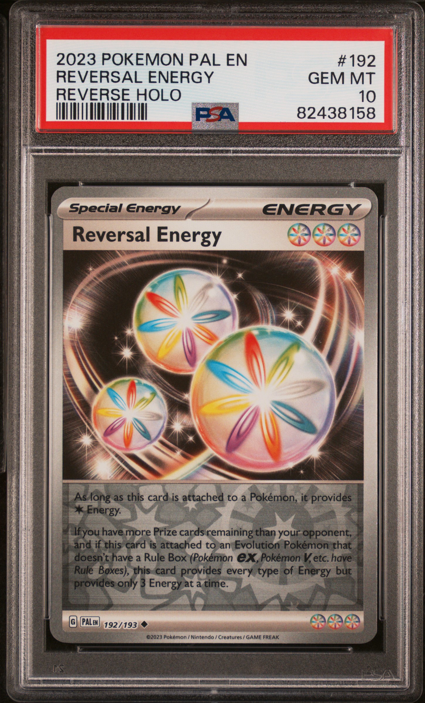 2023 Pokemon Pal En-Paldea Evolved Reverse Holo #192 Reversal Energy – PSA GEM MT 10