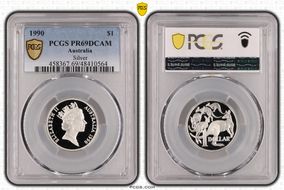 1990 $1 KM-84a  Ag PR69DCAM