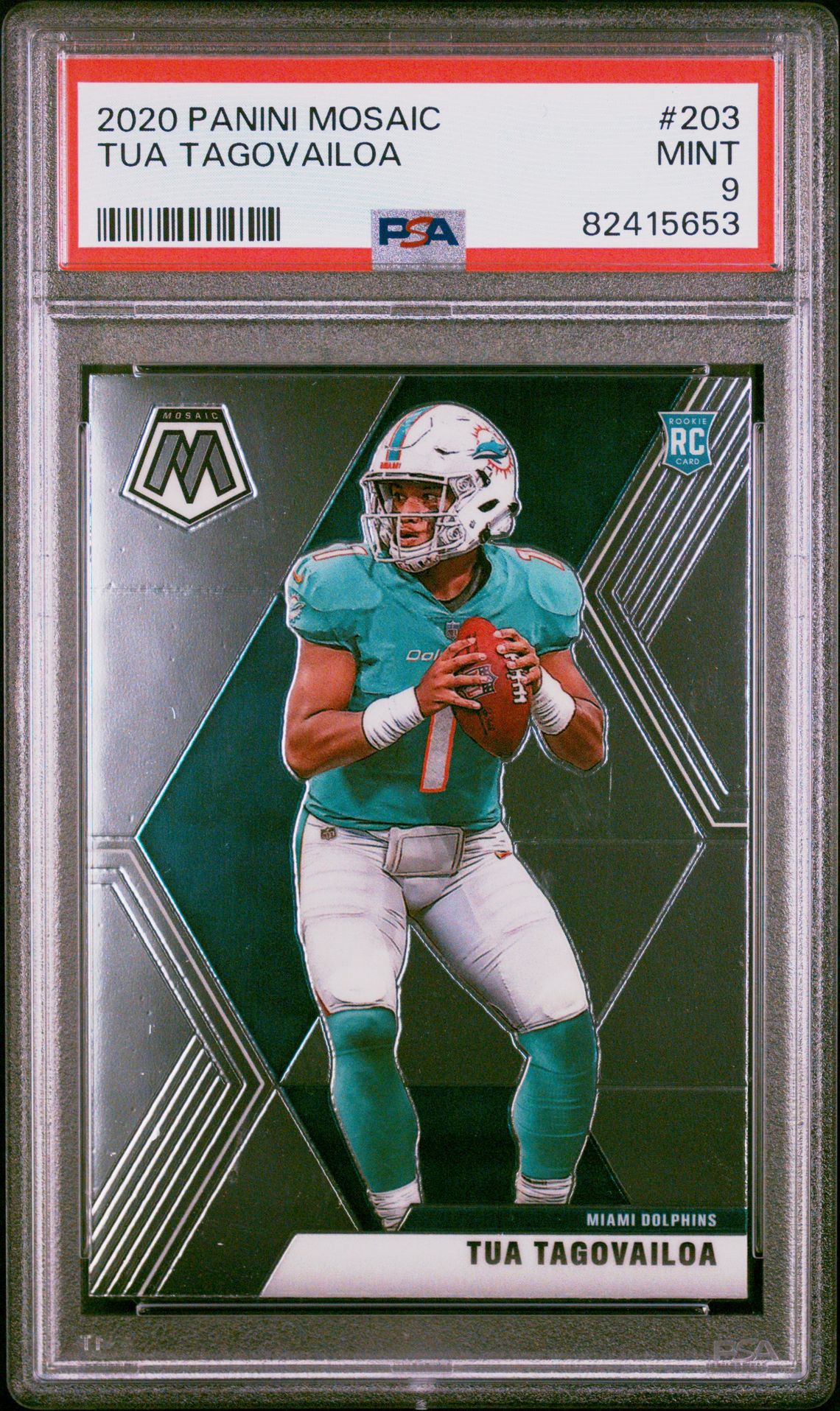 2020 Panini Mosaic Tua Tagovailoa #203 Mint 9 front