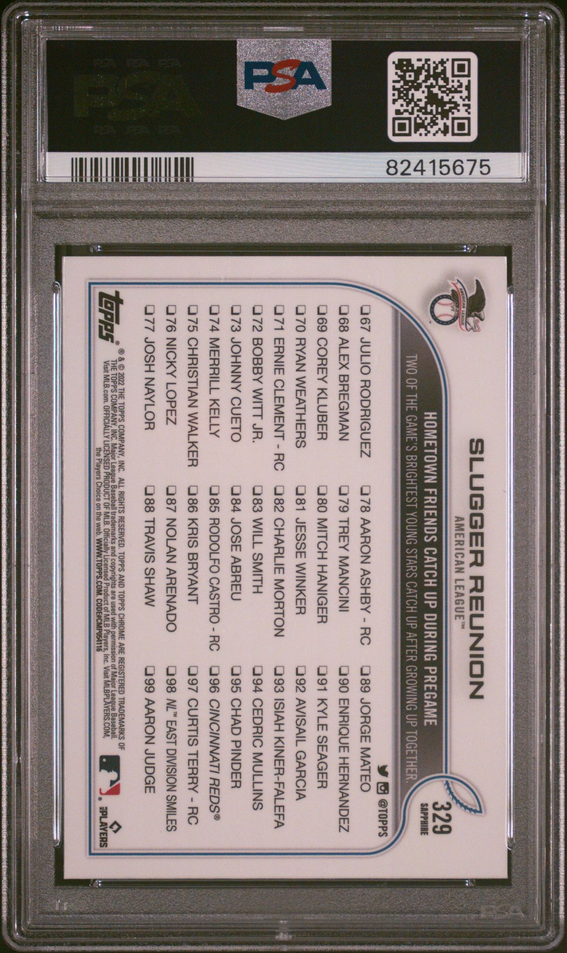 2022 Topps Chrome Sapphire Edition Guerrero Jr./Franco #329 (Sapphire Edition) Gem Mt 10 back