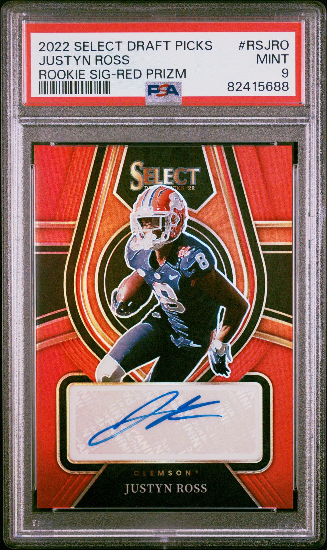 2022 Panini Select Draft Picks Rookie Signatures Justyn Ross #Rsjro (Rookie Sig-Red Prizm) Mint 9 front