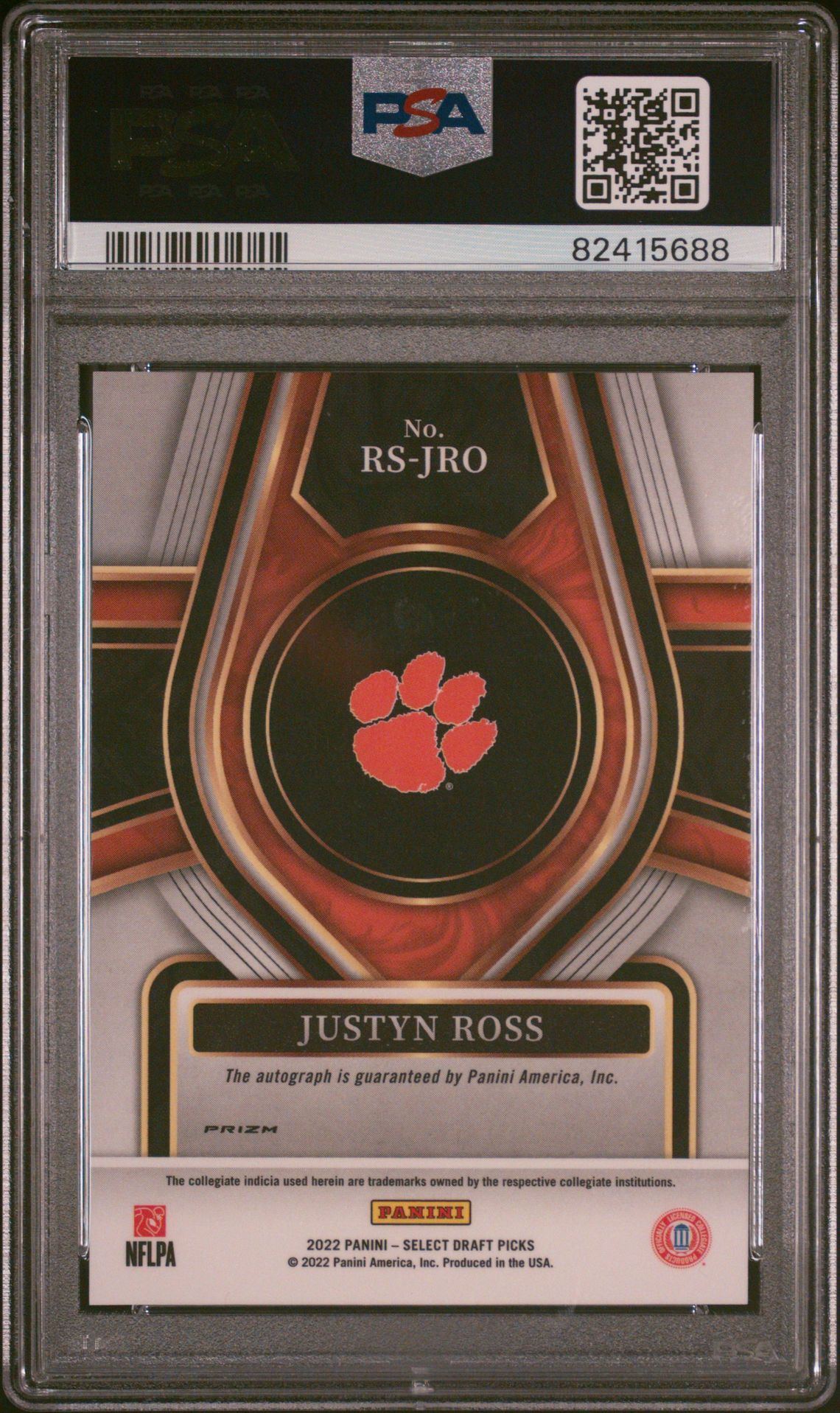 2022 Panini Select Draft Picks Rookie Signatures Justyn Ross #Rsjro (Rookie Sig-Red Prizm) Mint 9 back