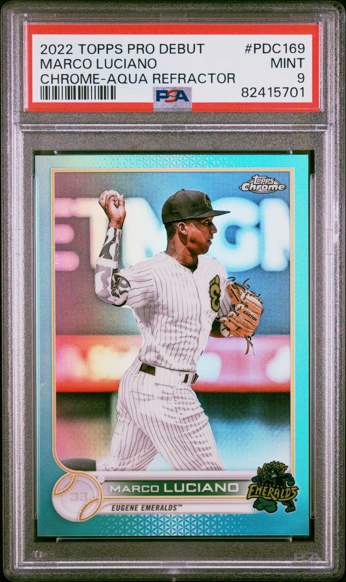 2022 Topps Pro Debut Marco Luciano #Pdc169 (Chrome-Aqua Refractor) Mint 9 front