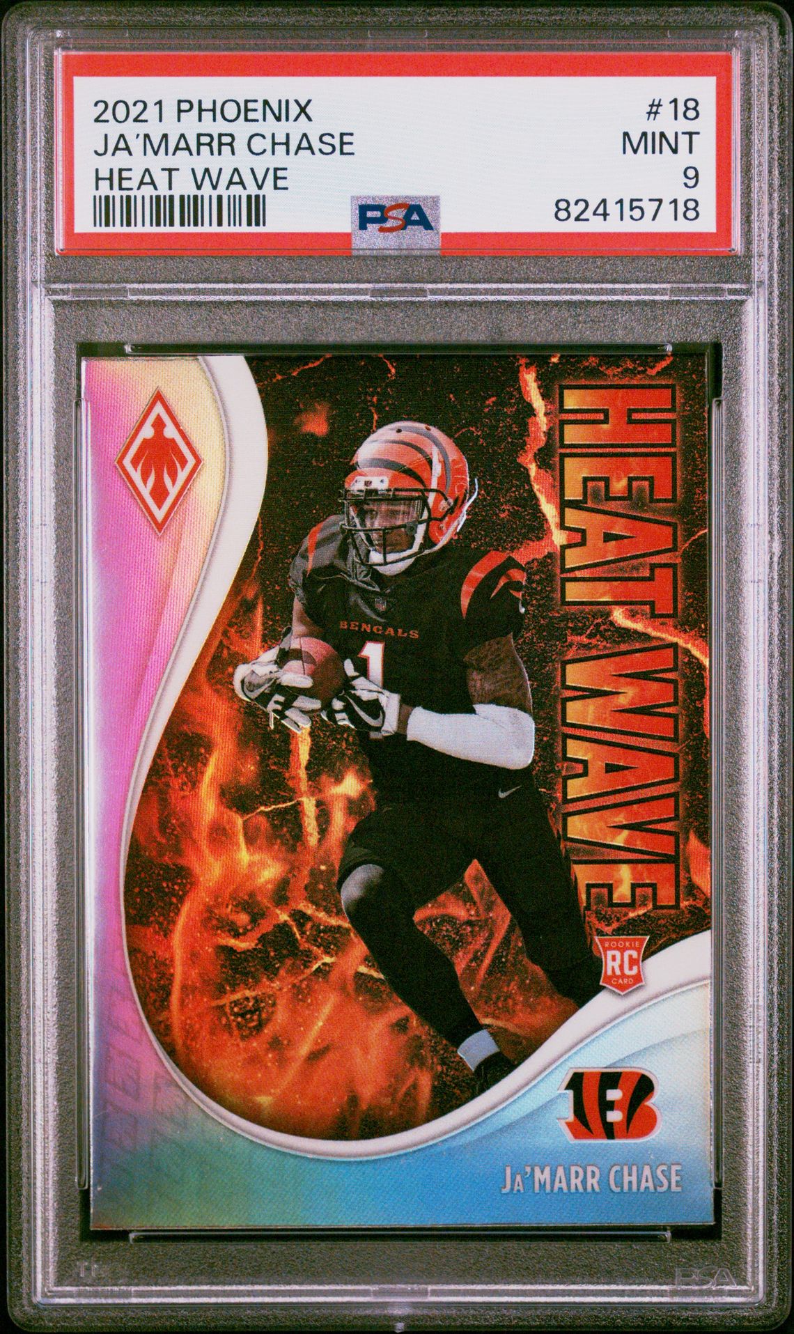 2021 Panini Phoenix Heat Wave Ja’marr Chase #18 (Heat Wave) Mint 9 front