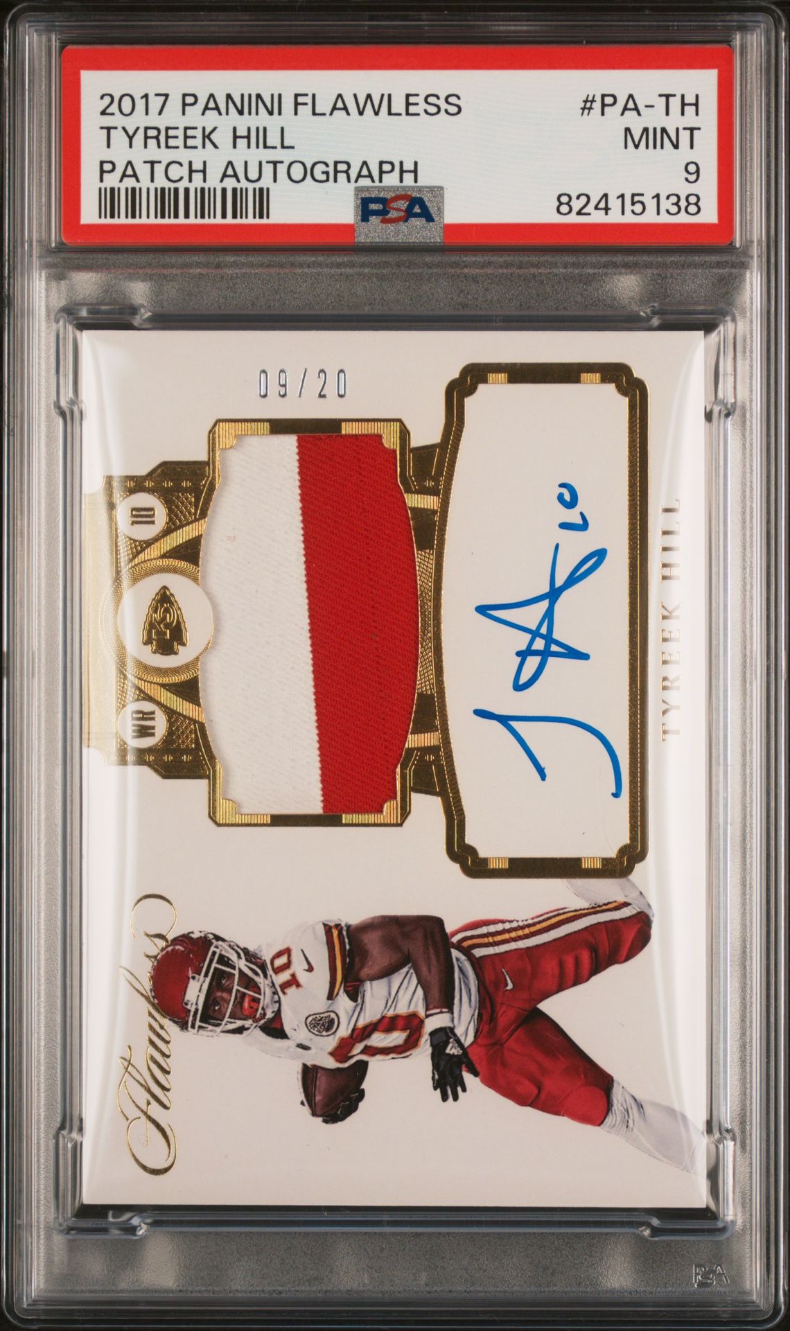 2017 Panini Flawless Patch Autograph Tyreek Hill #Pa-Th (Patch Autograph) Mint 9 front