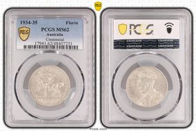 1934-35 Florin Centennial KM-33  Ag MS62